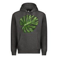 Charcoal Heather Monstera Leaf Premium Hoodie - LillyAllenDesigns