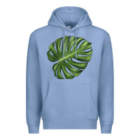 Colony Blue Monstera Leaf Premium Hoodie - LillyAllenDesigns