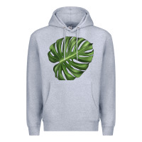 Heather Grey Monstera Leaf Premium Hoodie - LillyAllenDesigns