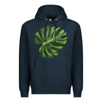 Navy Monstera Leaf Premium Hoodie - LillyAllenDesigns