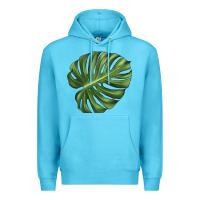 Ocean Blue Monstera Leaf Premium Hoodie - LillyAllenDesigns
