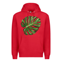 Red Monstera Leaf Premium Hoodie - LillyAllenDesigns