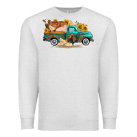 Oatmeal Heather western farm truck farm animals Premium Sweatshirt - FaDigitalArtStudio