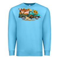 Ocean Blue western farm truck farm animals Premium Sweatshirt - FaDigitalArtStudio