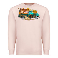 Pale Pink western farm truck farm animals Premium Sweatshirt - FaDigitalArtStudio
