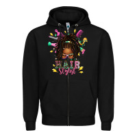 Black afro locs hair stylist messy bun tbw Zipper Hoodie - texasbilliewilder