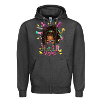 Charcoal Heather afro locs hair stylist messy bun tbw Zipper Hoodie - texasbilliewilder