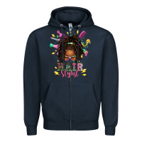 Navy afro locs hair stylist messy bun tbw Zipper Hoodie - texasbilliewilder