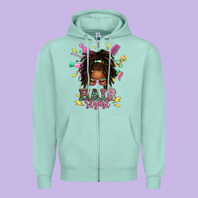 Afro Locs Hair Stylist Messy Bun Tbw Zipper Hoodie Designed By Texasbilliewilder