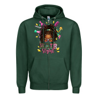 Sports Green afro locs hair stylist messy bun tbw Zipper Hoodie - texasbilliewilder