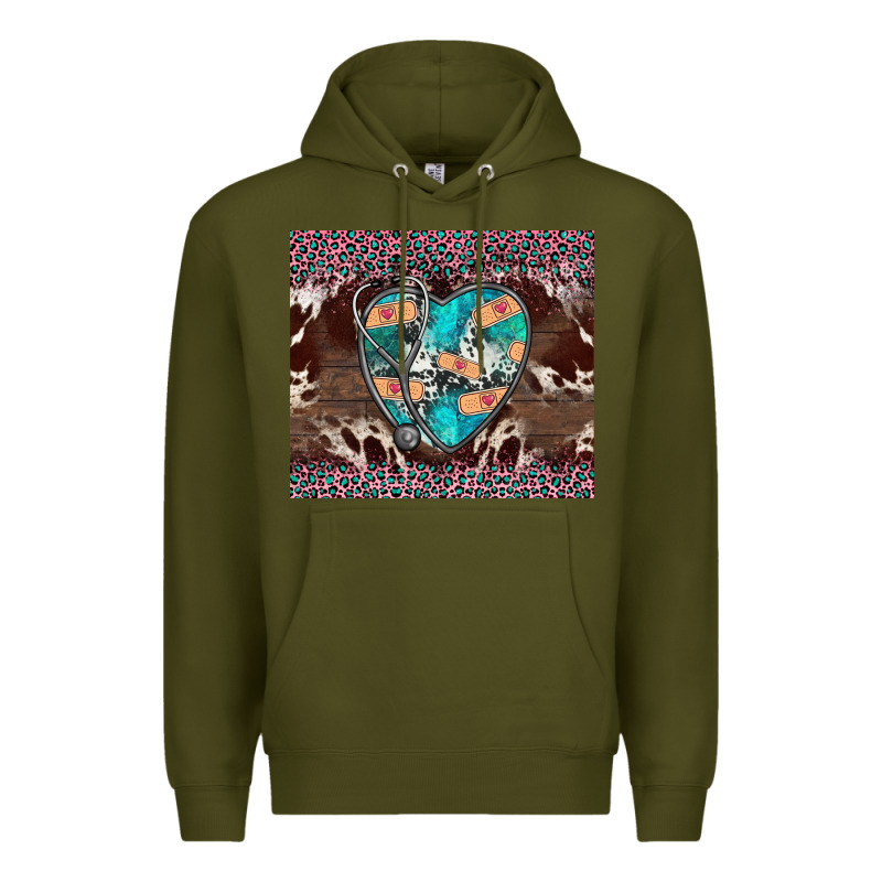 Western Nurse Stethoscope Pink Leopard Premium Hoodie by BarkalooDesign | Teevron