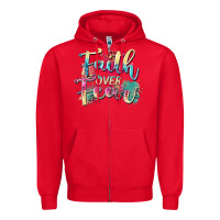 Red faith over fear Zipper Hoodie - Zillion Design Studio