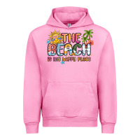 Fuchsia Pink the beach is my happy place Urban Hoodie - MaliasSmallBusiness