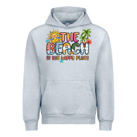 Heather Grey the beach is my happy place Urban Hoodie - MaliasSmallBusiness