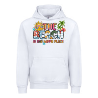 White the beach is my happy place Urban Hoodie - MaliasSmallBusiness