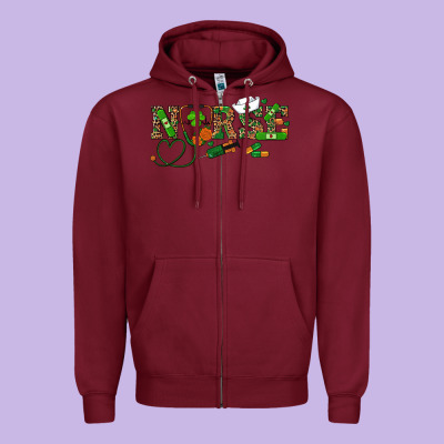 Zipper Hoodie St. Patrick's Day Nurse