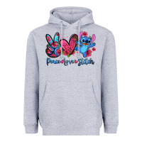 Heather Grey peace love stitch Heavyweight Hoodie - Zillion Design Studio