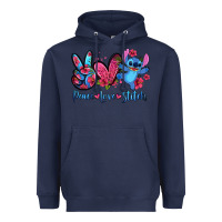 Navy peace love stitch Heavyweight Hoodie - Zillion Design Studio