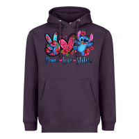 Plum peace love stitch Heavyweight Hoodie - Zillion Design Studio