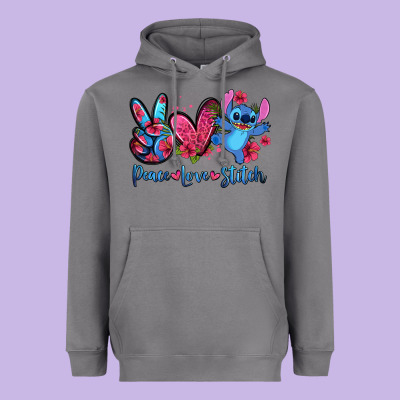 Peace Love Stitch Heavyweight Hoodie Designed By Zillion Design Studio