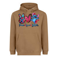 Toasted Coconut peace love stitch Heavyweight Hoodie - Zillion Design Studio