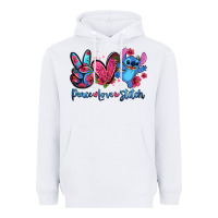 White peace love stitch Heavyweight Hoodie - Zillion Design Studio