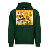 Forest Green bee happy Urban Hoodie - MaliasSmallBusiness