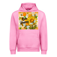 Fuchsia Pink bee happy Urban Hoodie - MaliasSmallBusiness