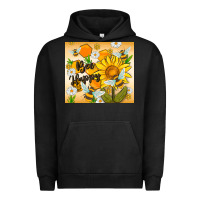 Pigment Black bee happy Urban Hoodie - MaliasSmallBusiness
