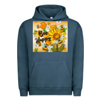 Pigment Midnight Navy bee happy Urban Hoodie - MaliasSmallBusiness