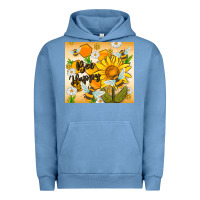 Pigment Pebble Blue bee happy Urban Hoodie - MaliasSmallBusiness