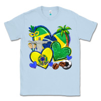 Dusty Blue brazil hearts Classic Tee - texasbilliewilder
