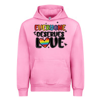Fuchsia Pink everyone deserves love Urban Hoodie - MaliasSmallBusiness