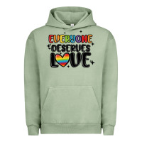 Pigment Oil Green everyone deserves love Urban Hoodie - MaliasSmallBusiness