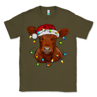 Army Green Christmas baby red angus calf with lights Classic Tee - RanaPortraitStore