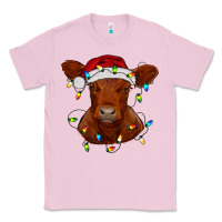 Bubblegum Pink Christmas baby red angus calf with lights Classic Tee - RanaPortraitStore