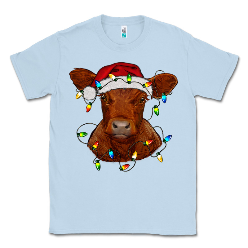 Christmas Baby Red Angus Calf With Lights Classic Tee by RanaPortraitStore | Teevron