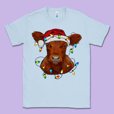 Christmas Baby Red Angus Calf With Lights Classic Tee Designed By Ranaportraitstore