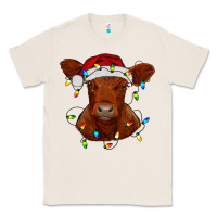 Natural Christmas baby red angus calf with lights Classic Tee - RanaPortraitStore