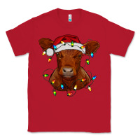 Red Christmas baby red angus calf with lights Classic Tee - RanaPortraitStore