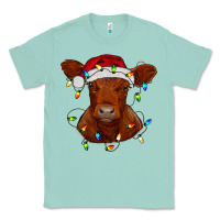 Seafoam Christmas baby red angus calf with lights Classic Tee - RanaPortraitStore