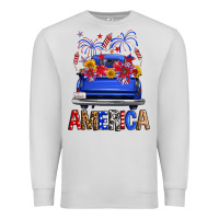 Dove Grey western fourth of july america truck Premium Sweatshirt - FaDigitalArtStudio