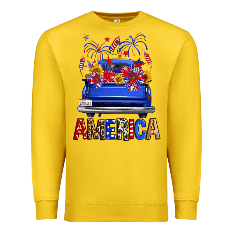 Western Fourth Of July America Truck Premium Sweatshirt by FaDigitalArtStudio | Teevron
