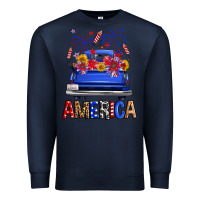 Navy western fourth of july america truck Premium Sweatshirt - FaDigitalArtStudio