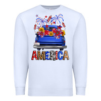 White western fourth of july america truck Premium Sweatshirt - FaDigitalArtStudio