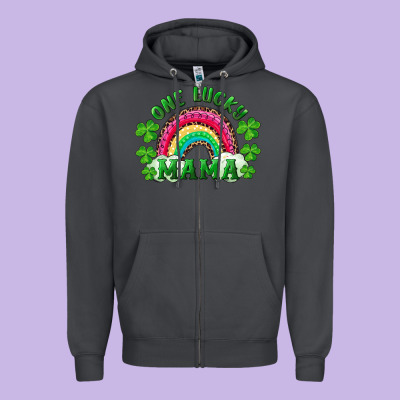 Zipper Hoodie st patrick's day one lucky mama