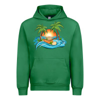 Emerald sunset beach scene Urban Hoodie - MaliasSmallBusiness