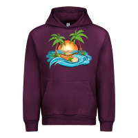 Mauve Wine sunset beach scene Urban Hoodie - MaliasSmallBusiness