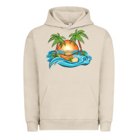 Pigment French Oak sunset beach scene Urban Hoodie - MaliasSmallBusiness