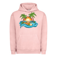 Pigment Salmon sunset beach scene Urban Hoodie - MaliasSmallBusiness